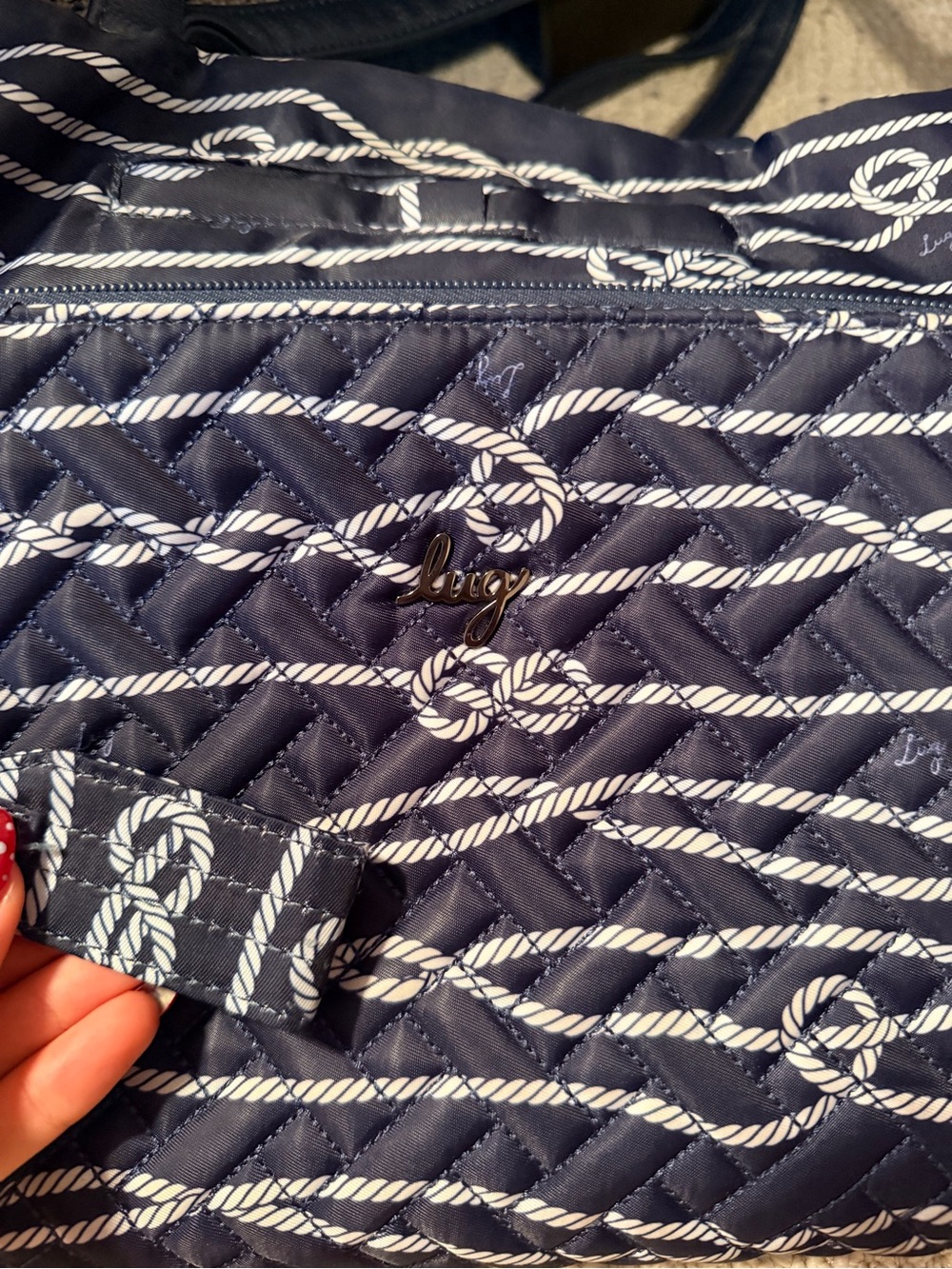 lug Navy Rope-Print Quilted Tote with Front Pocket - Picture 2 of 4